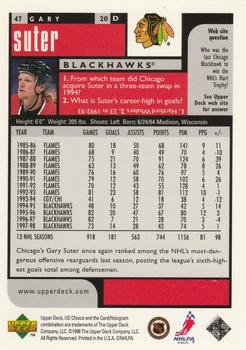 1998-99 UD Choice - Choice Reserve #47 Gary Suter Back