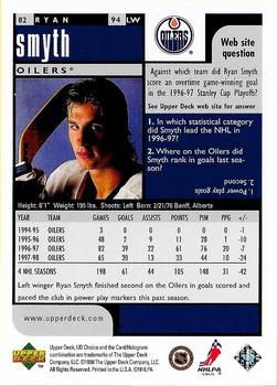 1998-99 UD Choice - Choice Reserve #82 Ryan Smyth Back