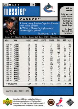 1998-99 UD Choice - Choice Reserve #211 Mark Messier Back