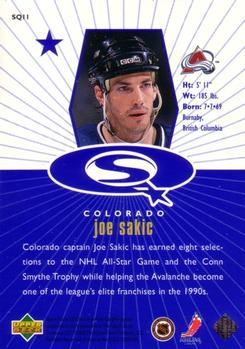 1998-99 UD Choice - StarQuest Blue #SQ11 Joe Sakic Back