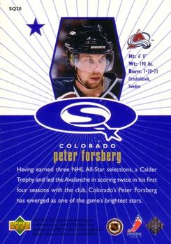 1998-99 UD Choice - StarQuest Blue #SQ20 Peter Forsberg Back