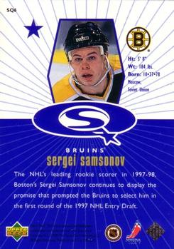 1998-99 UD Choice - StarQuest Blue #SQ6 Sergei Samsonov Back