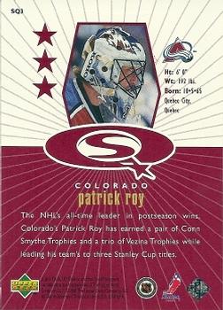 1998-99 UD Choice - StarQuest Red #SQ3 Patrick Roy Back