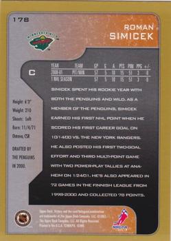 2001-02 Upper Deck Victory - Gold #178 Roman Simicek Back