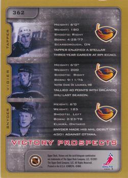 2001-02 Upper Deck Victory - Gold #362 Brad Tapper / J.P. Vigier / Dan Snyder Back