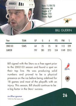 2003-04 In The Game Toronto Star #26 Bill Guerin Back