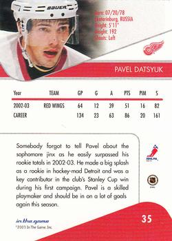 2003-04 In The Game Toronto Star #35 Pavel Datsyuk Back