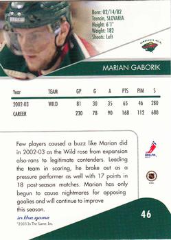 2003-04 In The Game Toronto Star #46 Marian Gaborik Back