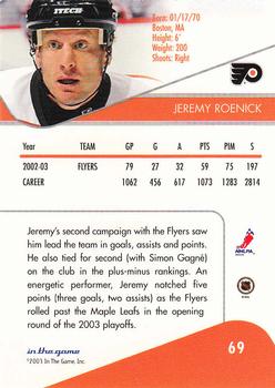 2003-04 In The Game Toronto Star #69 Jeremy Roenick Back