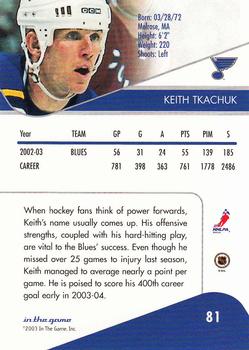 2003-04 In The Game Toronto Star #81 Keith Tkachuk Back