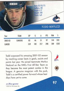 2003-04 In The Game Toronto Star #97 Todd Bertuzzi Back