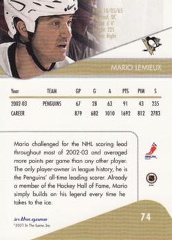 2003-04 In The Game Toronto Star #74 Mario Lemieux Back