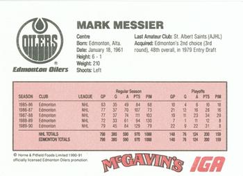 1990-91 IGA Edmonton Oilers #NNO Mark Messier Back