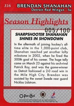 2002-03 O-Pee-Chee - O-Pee-Chee Premier Red Line #316 Brendan Shanahan Back