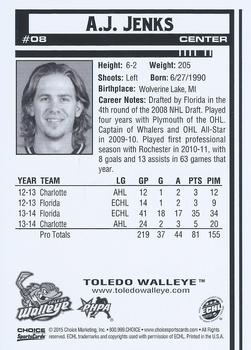 2014-15 Choice Toledo Walleye (ECHL) #8 A.J. Jenks Back