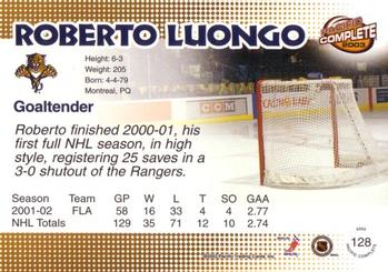 2002-03 Pacific Crown Royale - 2002-03 Pacific Complete #128 Roberto Luongo Back
