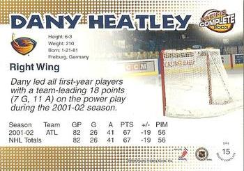 2002-03 Pacific Crown Royale - 2002-03 Pacific Complete #15 Dany Heatley Back
