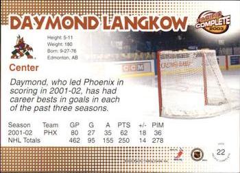 2002-03 Pacific Crown Royale - 2002-03 Pacific Complete #22 Daymond Langkow Back