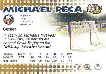 2002-03 Pacific Crown Royale - 2002-03 Pacific Complete #26 Michael Peca Back