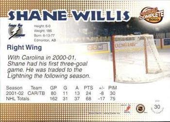 2002-03 Pacific Crown Royale - 2002-03 Pacific Complete #30 Shane Willis Back