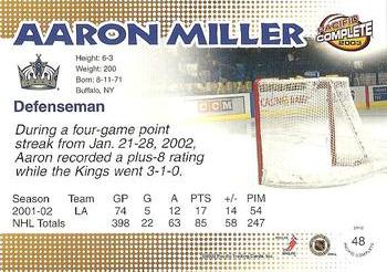 2002-03 Pacific Crown Royale - 2002-03 Pacific Complete #48 Aaron Miller Back