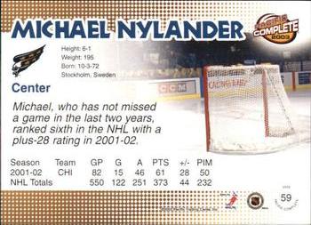 2002-03 Pacific Crown Royale - 2002-03 Pacific Complete #59 Michael Nylander Back