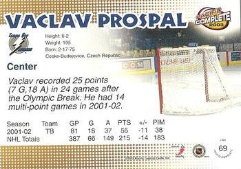 2002-03 Pacific Crown Royale - 2002-03 Pacific Complete #69 Vaclav Prospal Back