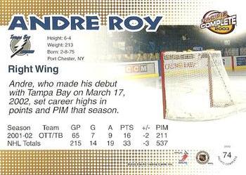 2002-03 Pacific Crown Royale - 2002-03 Pacific Complete #74 Andre Roy Back