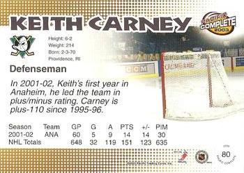 2002-03 Pacific Crown Royale - 2002-03 Pacific Complete #80 Keith Carney Back