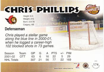 2002-03 Pacific Crown Royale - 2002-03 Pacific Complete #174 Chris Phillips Back
