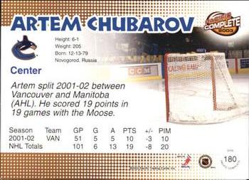 2002-03 Pacific Crown Royale - 2002-03 Pacific Complete #180 Artem Chubarov Back
