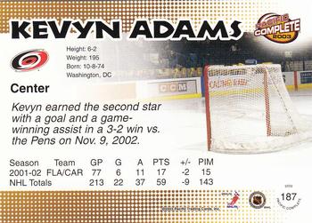 2002-03 Pacific Crown Royale - 2002-03 Pacific Complete #187 Kevyn Adams Back