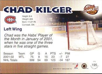 2002-03 Pacific Crown Royale - 2002-03 Pacific Complete #195 Chad Kilger Back