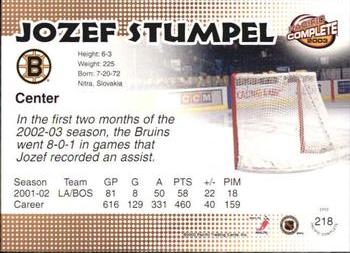 2002-03 Pacific Crown Royale - 2002-03 Pacific Complete #218 Jozef Stumpel Back