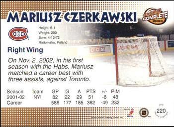 2002-03 Pacific Crown Royale - 2002-03 Pacific Complete #220 Mariusz Czerkawski Back