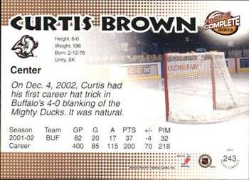 2002-03 Pacific Crown Royale - 2002-03 Pacific Complete #243 Curtis Brown Back