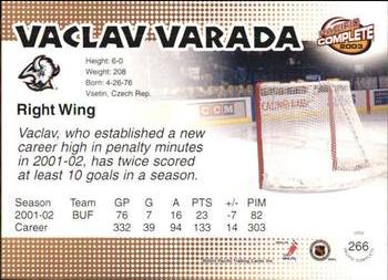 2002-03 Pacific Crown Royale - 2002-03 Pacific Complete #266 Vaclav Varada Back
