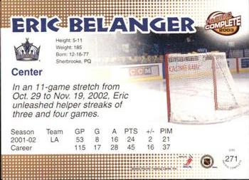 2002-03 Pacific Crown Royale - 2002-03 Pacific Complete #271 Eric Belanger Back