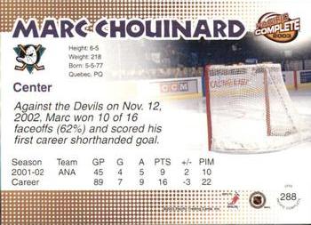 2002-03 Pacific Crown Royale - 2002-03 Pacific Complete #288 Marc Chouinard Back
