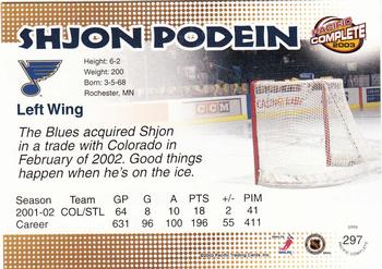 2002-03 Pacific Crown Royale - 2002-03 Pacific Complete #297 Shjon Podein Back