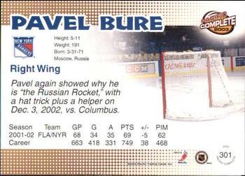 2002-03 Pacific Crown Royale - 2002-03 Pacific Complete #301 Pavel Bure Back