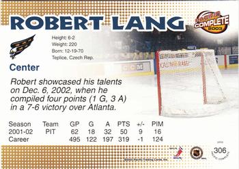 2002-03 Pacific Crown Royale - 2002-03 Pacific Complete #306 Robert Lang Back