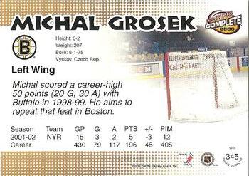 2002-03 Pacific Crown Royale - 2002-03 Pacific Complete #345 Michal Grosek Back
