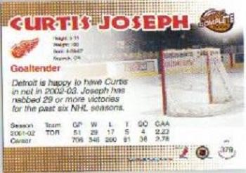2002-03 Pacific Crown Royale - 2002-03 Pacific Complete #379 Curtis Joseph Back