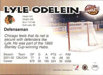 2002-03 Pacific Crown Royale - 2002-03 Pacific Complete #386 Lyle Odelein Back