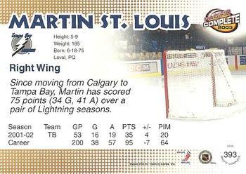 2002-03 Pacific Crown Royale - 2002-03 Pacific Complete #393 Martin St. Louis Back