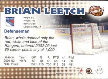 2002-03 Pacific Crown Royale - 2002-03 Pacific Complete #428 Brian Leetch Back