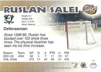 2002-03 Pacific Crown Royale - 2002-03 Pacific Complete #455 Ruslan Salei Back