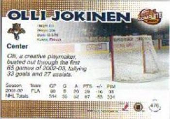 2002-03 Pacific Crown Royale - 2002-03 Pacific Complete #476 Olli Jokinen Back