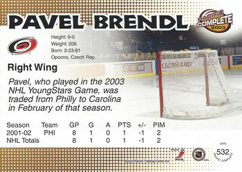 2002-03 Pacific Crown Royale - 2002-03 Pacific Complete #532 Pavel Brendl Back